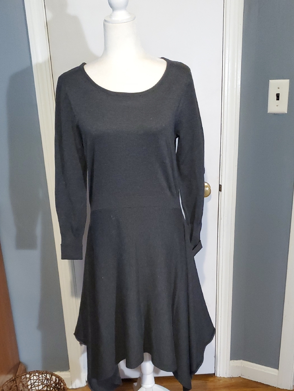 Nina Leonard Women's Hearher Gray Sweaterdress